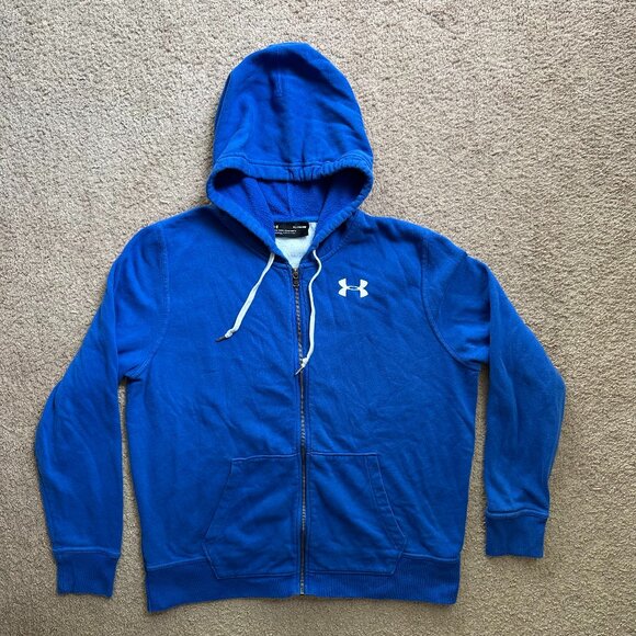 Under Armour Sweatshirt Mens XL Hoodie Full Zip UA Blue Pockets - Picture 1 of 11